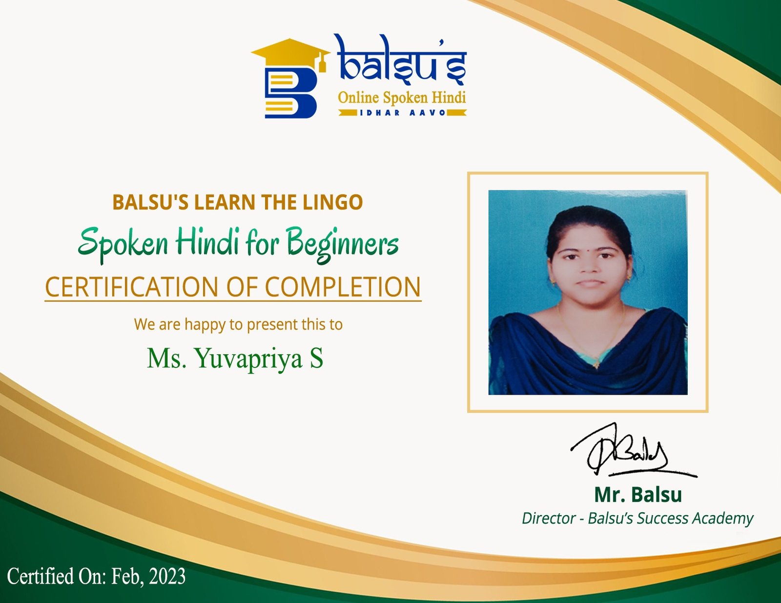 Yuva Priya — Spoken Hindi Learner
